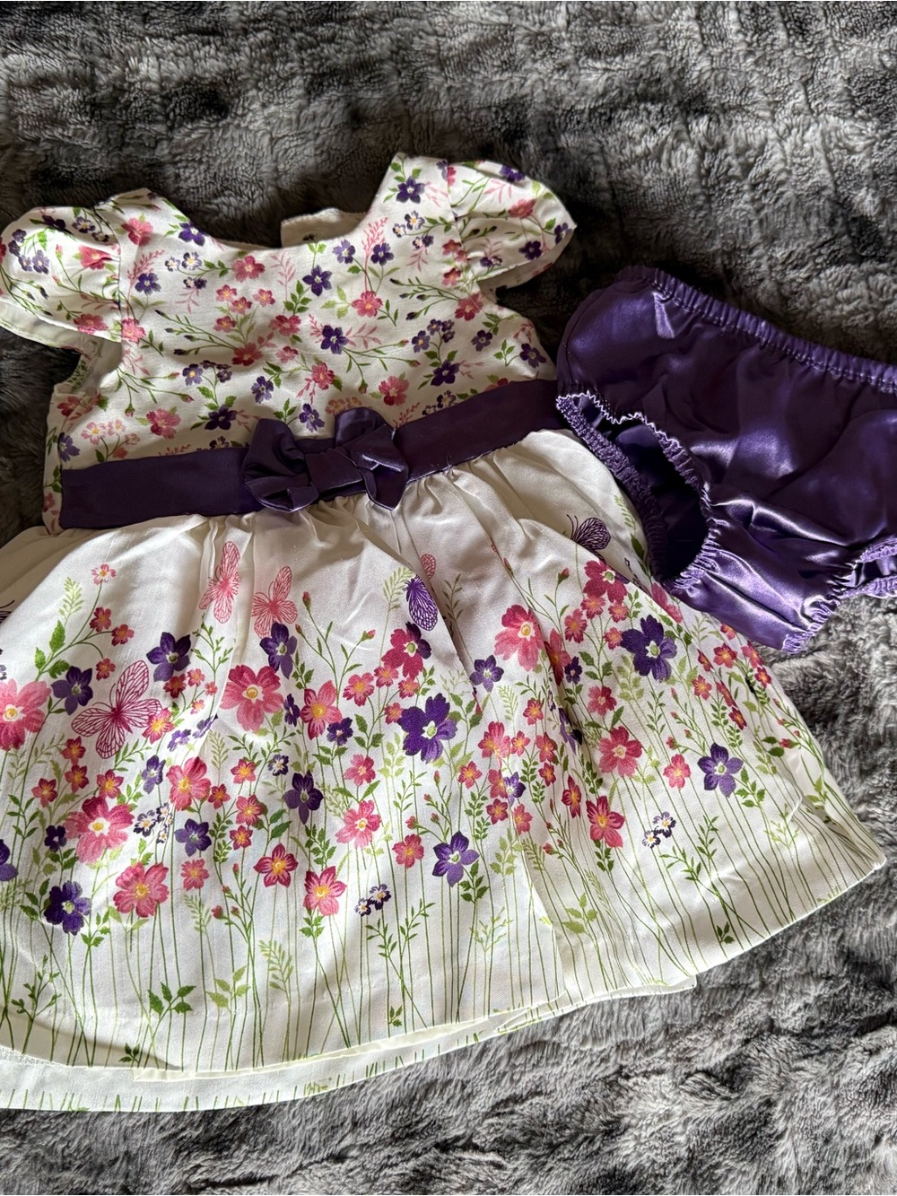 Nannette Baby 12M Floral Butterfly Dress & Purple Bloomers